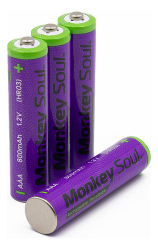 Pila Aaa Recargable 800 Mah Pack 4 Monkey Soul Bateria