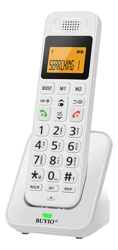 D1018 Teléfono Inalámbrico Digital BUYIO Con Pantalla Lcd Y Identificador De Llamadas Y Boost Para Casa Oficina Hotel Color Blanco