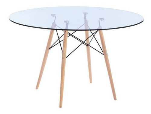 Mesa Eames De Comedor 90 Cm Tapa Vidrio