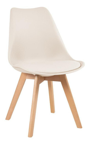 Mesa De Jantar Leda 100 Cm + 3 Cadeiras Estofadas Leda Cor Mesa branco com cadeiras creme