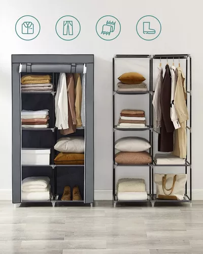 Organizador de ropa para colgar en el armario gris con 6
