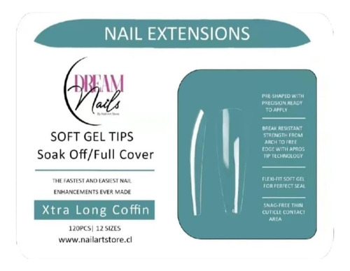 Soft Gel Tips Xtra Long Coffin Marca Americana Dream Nails