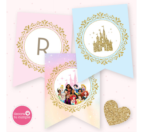 Kit Imprimible Princesas Disney Glitter Cumpleaños