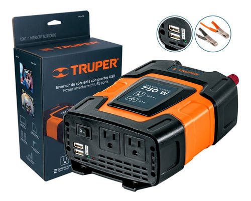 Imagen 1 de 3 de Inversor Convertidor De Corriente 750w 12v A 110-120v Truper