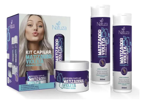 Kit Shampoo Acondicionador Matizador Violeta Pitanga 