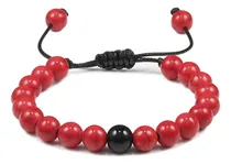 Comprar Pulsera Unisex Piedra Howlita Roja Onix Negro