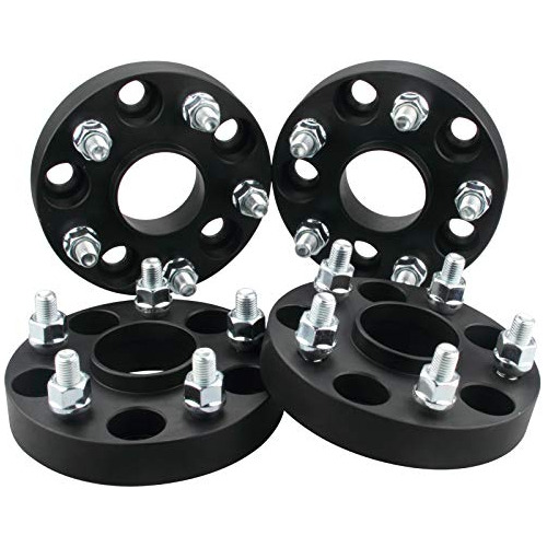 4pc Black 5x5 Hubcentric Wheel Spacers 1 Inch With 1/2 ...