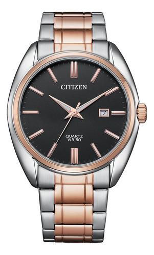 Reloj Citizen Bi510457e Para Hombre Triple Manecilla Fecha Color De La Malla Dos Tonos Color Del Bisel Rose Color Del Fondo Negro