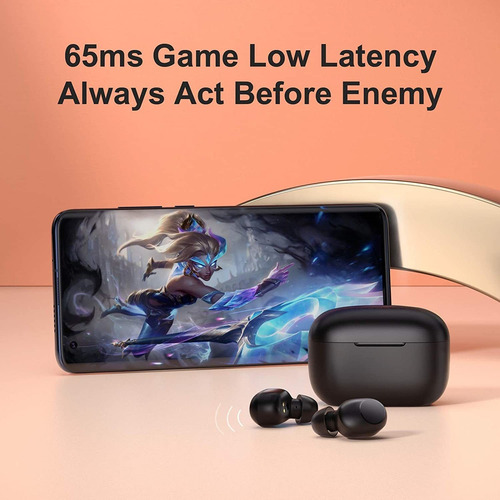 Auricular in-ear gamer inalámbrico Haylou GT Series GT5 negro con luz LED