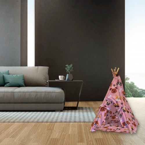 Tipi Para Perro Gato Casa Con Cama Colchoneta Mascota 80cm Color Rosa Perros
