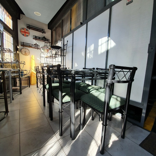 Mesa 180x90 C/ 4 Sillas + 2 Sillones Tapizados Hierro Forja