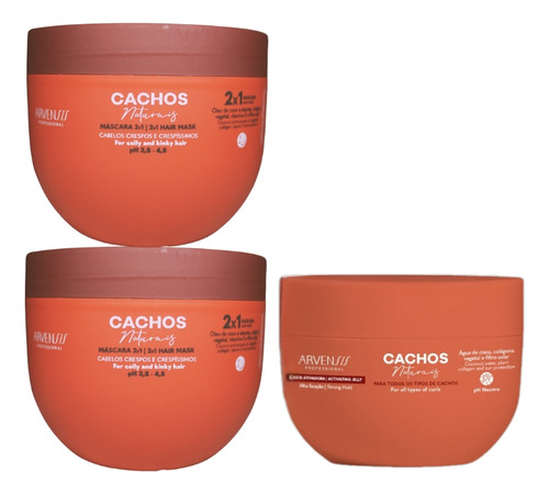 Kit Arvensis 2 Máscaras 2x1 450g +1 Geleia Alta Fixação 250g