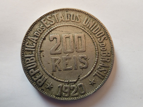 Moneda Brasil 200 Reis 1920 (x225