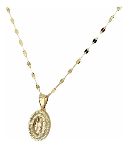 Cadena Y Medalla Virgen Guadalupe Ovalada 1.2 Cm Oro 10k
