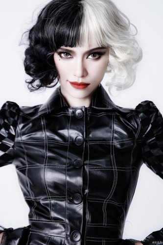 Peluca De Encaje Cruella Devil Cosplay Para Fiesta O Uso
