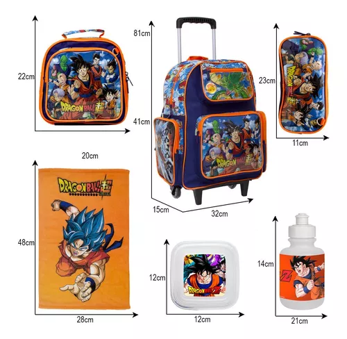 Mochila Masculina Infantil de Rodinha Dragon Ball com Itens na