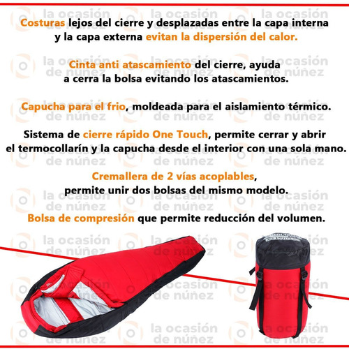 Imagen 3 de 7 de Bolsa De Dormir Waterdog Siberia 200 -5° Momia Capucha