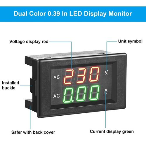 Medidor Digital Corriente 0 A 200 Amp Voltimetro 60 A 500vac