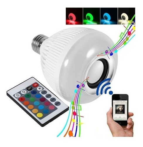 Foco Led Rgb Parlante Bluetooth Con Control Remoto