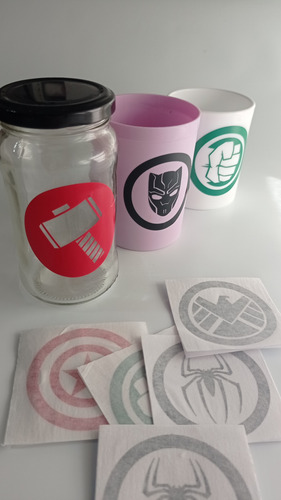 Stickers Souvenir Avengers Para Frasco Taza X 10u.