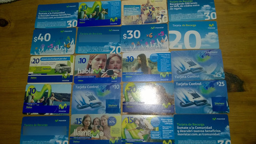 Tarjetas Telefonicas Prepagas Movistar. Lote X 20 Unid (Usado)