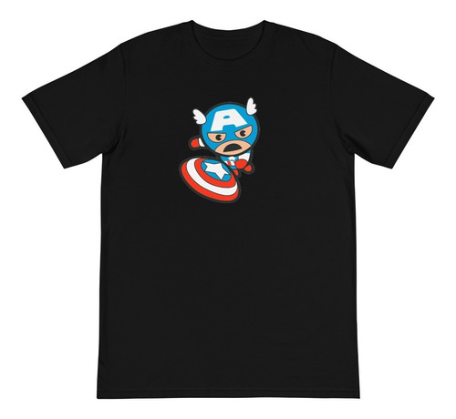 Playera Capitan America Chiquito Chibi. Escudo. Adulto/niño