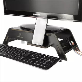 Stand Base Eleva Monitor Pc-notebook Con Porta Celular