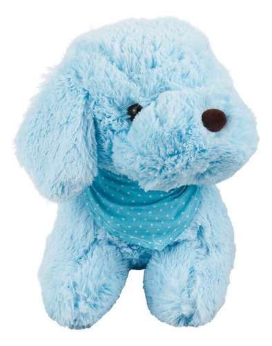 Cachorro Pleúcia Azul Sentado Bandana Pescoço 22cm