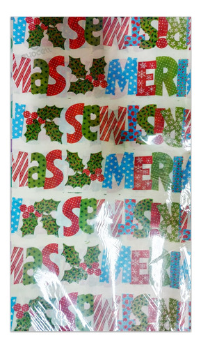 Papel Seda Barrilete Diseño Merry Navidad