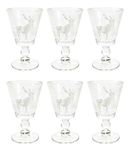 Set De 6 Copas Navideñas De Vidirio 220ml C/u M-92970