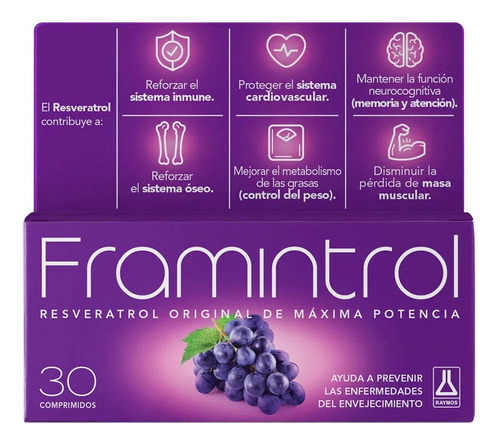 Framintrol X 30comp Resveratrol Suizo Antioxidante Original