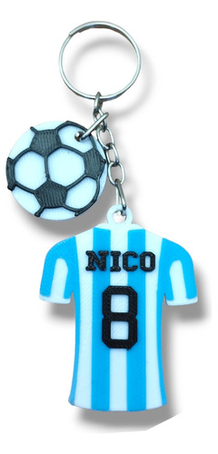 Llavero Camiseta + Pelota Con Nombre Personalizado Argentina