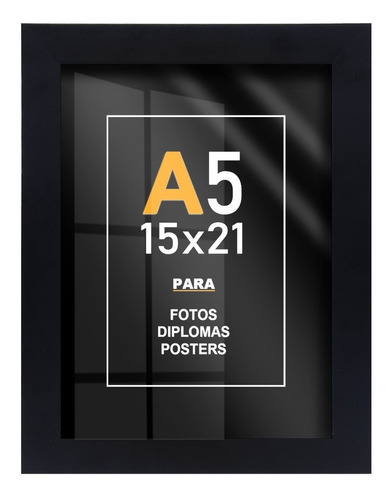 Kit 5 Molduras 15x21 Com Vidro Quadro Porta Retrato Parede