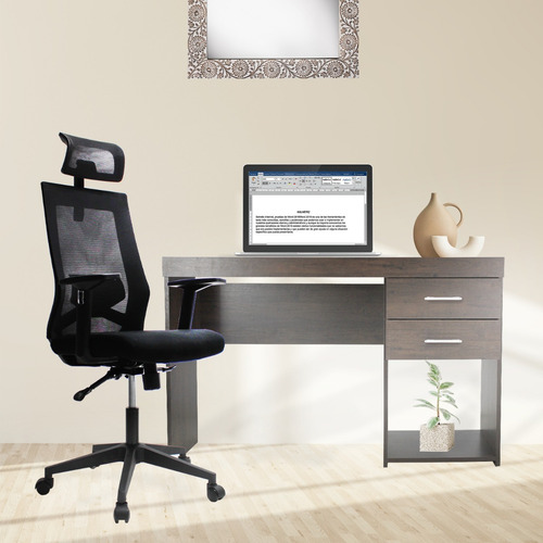 Silla Ejecutiva Mundo In Carrara 241a Malla Mesh Cabecera Color Negro