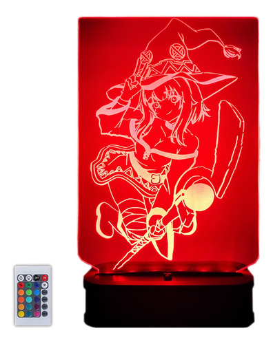 Lámpara Acrilico Led Rgb Multicolor Megumin Konosuba Waifu