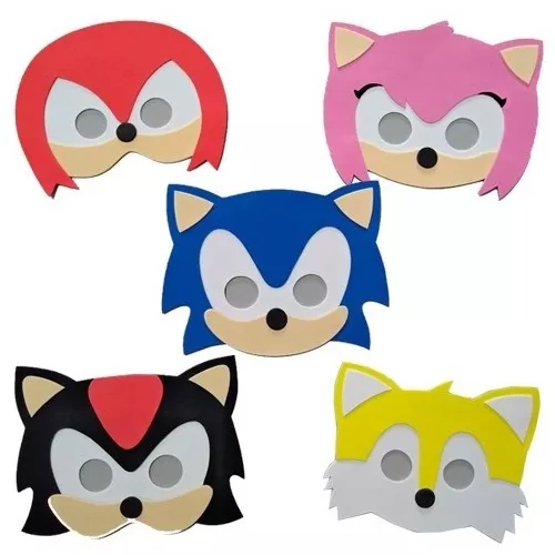 Máscaras Com Personagens - Festa Sonic, Knuckles E Tails