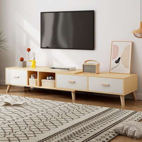 Rack Mueble Tv Ancho Extendible 180-258cm Moderno Minimalist Beige