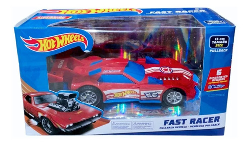 Hot Wheels Auto A Fricción Pull Back Fast Racer Rojo 13cm 