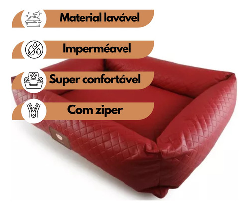 Cama Caminha Pet Corino Cachorro Gato Tam G Com Ziper 70x60c
