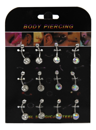 Piercing Ombligo 2 Joya 1,6x10x5/8 Tornasol-cristal 12uns 1d Color Tornasol & Cristal