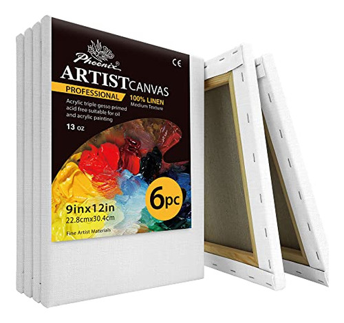 Lienzo De Lino Pintar, 9 X 12 Pulgadas/6 Unidades, Perf...