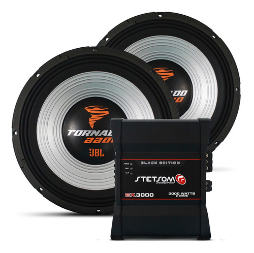Imagem 1 de 4 de Kit Modulo Stetsom Ex3000 Black + 2 Sub 15 Pol Tornado 2200w