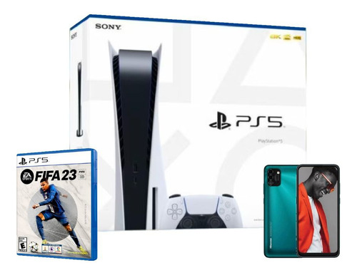 Playstation 5 Ps5 C/lector + Fifa 23 + Celular Mercadotechno