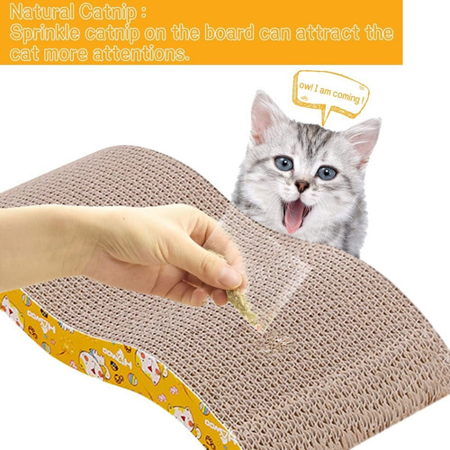 Rascador Para Gatos Carton Corrugado Rascador Con Catnip Onda Gato Gimnasio Marrón Claro