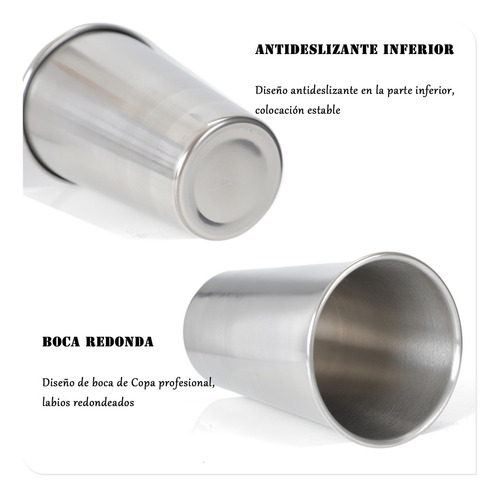 Juego De 4 Vasos De Acero Inoxidable De 500ml Fáciles De