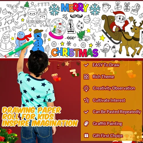1 Poster Gigante De Navidad Para Colorear De 118 X 11.8 PuLG