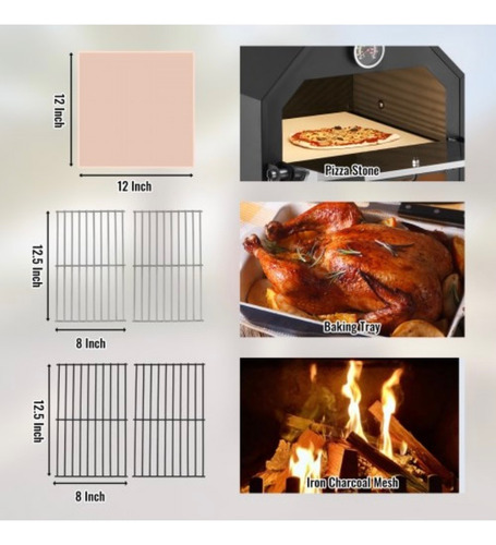Horno De Pizza Pollo Para Exterior Portátil De Leña 12 Pul