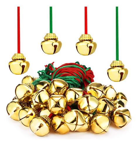 24 Piezas De Collares De Campana De Navidad, Grandes, Dorado