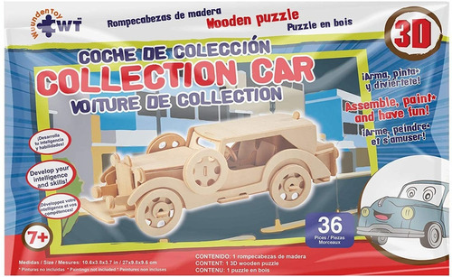 Wuundentoy Rompecabezas 3d Madera  Coche De Colección  Juego