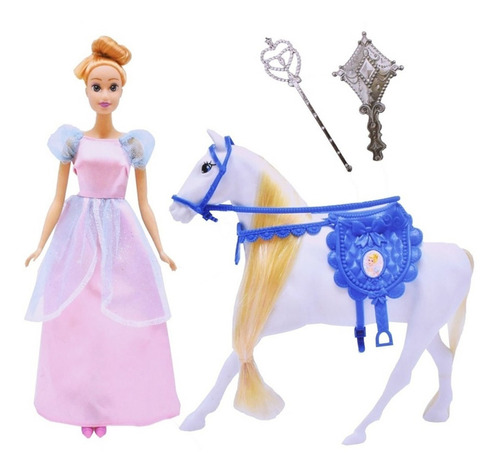 Muñeca Princesa Rapunzel Cinderella C/ Caballo Nuevo Bigshop